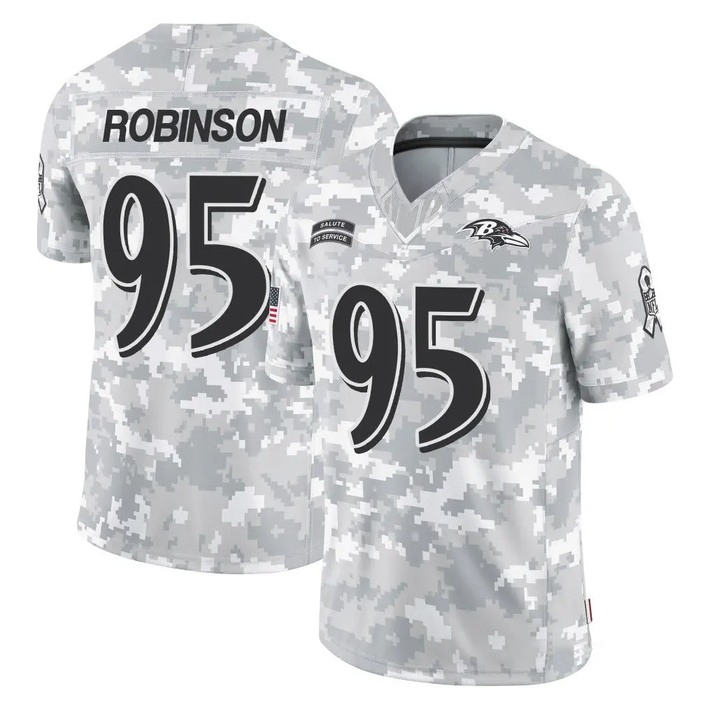 B.Ravens #95 Tavius Robinson Player Arctic Camo Salute to Service Limited Ddoa Stitched Jerseys