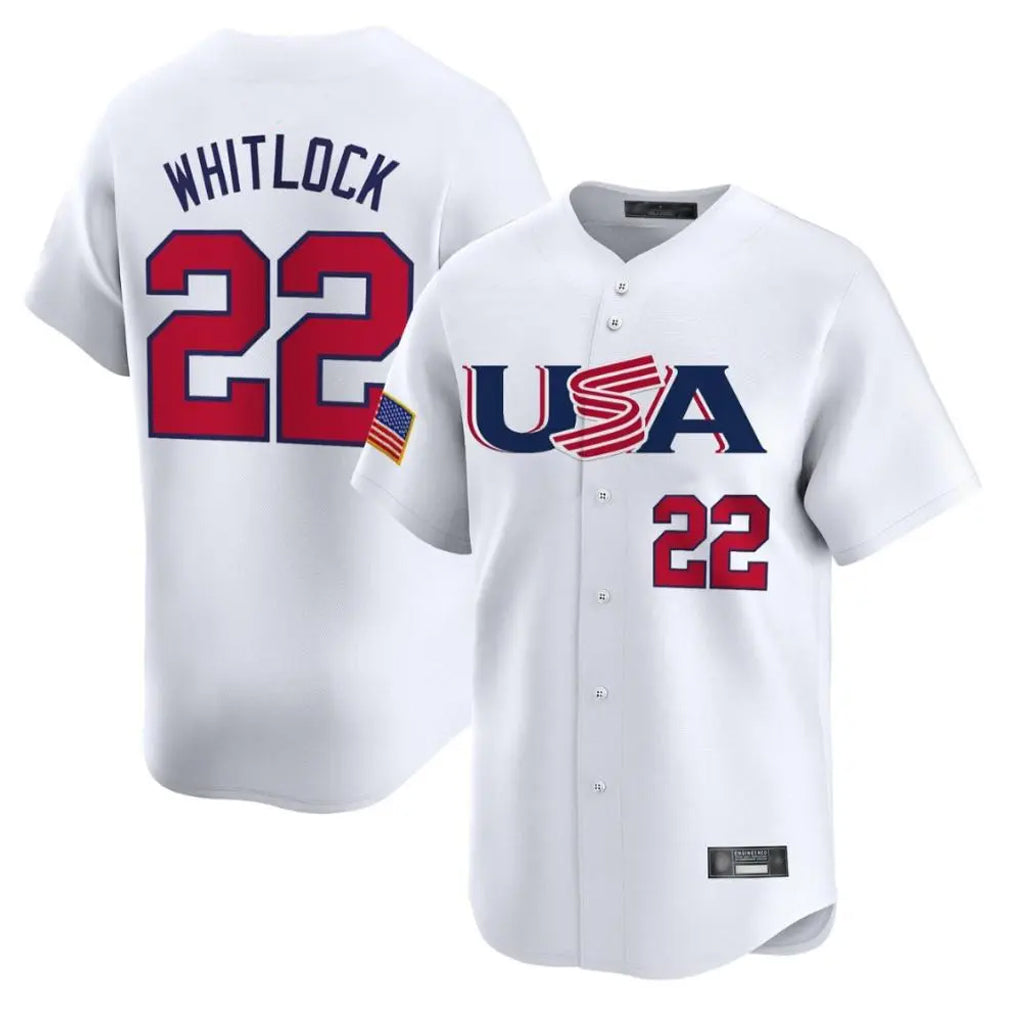 B.Red Sox #22 Garrett Whitlock Player White USA World Classic Home Game Ddoa Stitched Jerseys