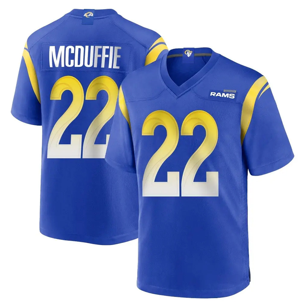 LA.Rams #22 Trent McDuffie Player Royal Home Game Ddoa Stitched Jerseys