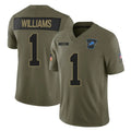 D.Lions #1 Jameson Williams Player Olive 2025 Salute To Service Limited Home Game Ddoa Stitched Jerseys