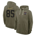 NE.Patriots #85 Hunter Henry Player Olive Salute to Service Pullover Hoodies Limited Ddoa Stitched Jerseys