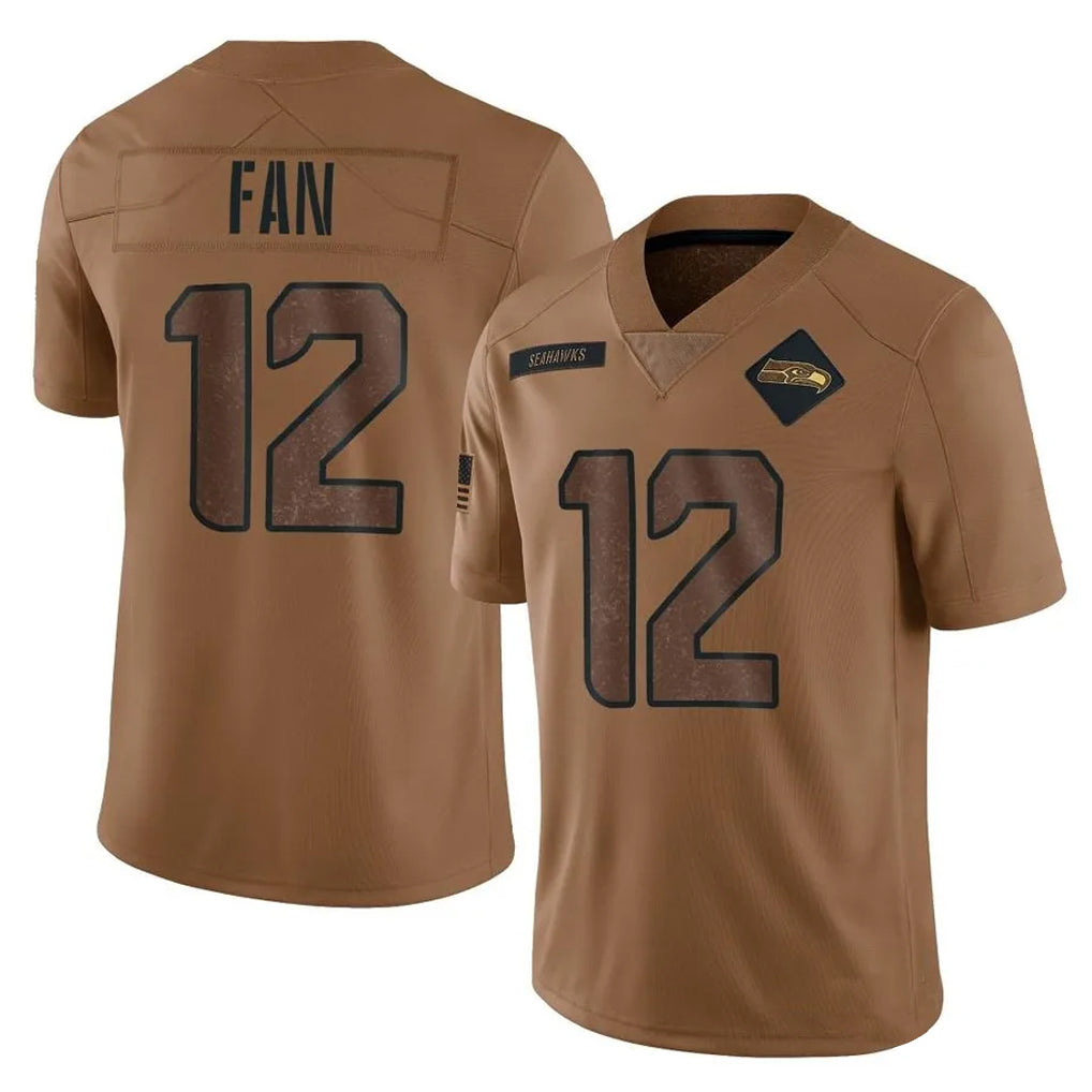 S.Seahawks #12 12th Fan Player Brown Limited Salute To Service Home Game Ddoa Stitched Jerseys