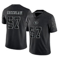 SF.49ers #57 Dre Greenlaw Player Black Limited Reflective Home Game Ddoa Stitched Jerseys