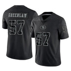 SF.49ers #57 Dre Greenlaw Player Black Limited Reflective Home Game Ddoa Stitched Jerseys