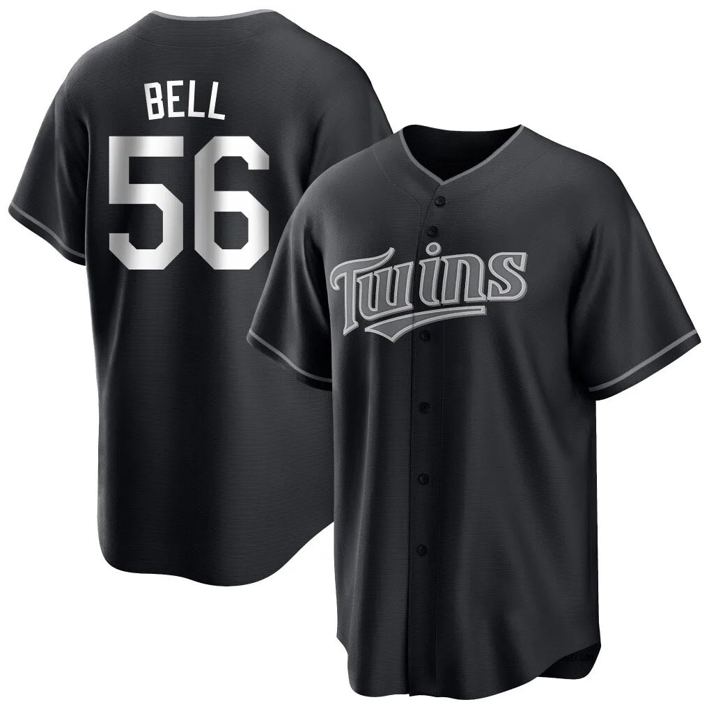 M.Twins #56 Josh Bell Player Black Home Game Ddoa Stitched Jerseys