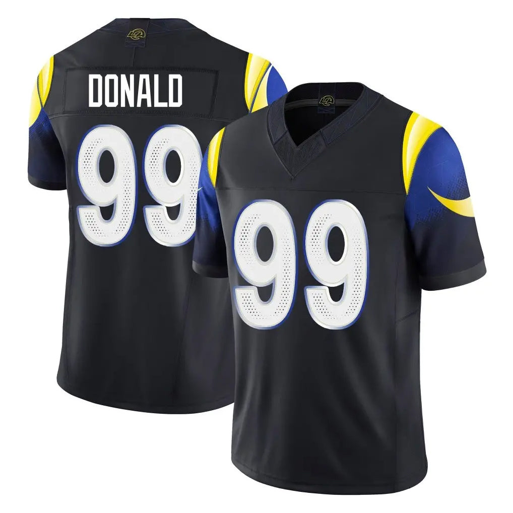 LA.Rams #99 Aaron Donald Player Black Midnight Rivalries Collection Limited Home Game Ddoa Stitched Jerseys