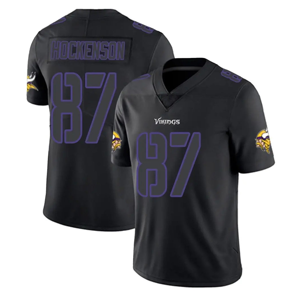 M.Vikings #87 T.J. Hockenson Player Black Impact LImited Home Game Ddoa Stitched Jerseys