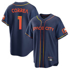 H.Astros #1 Carlos Correa Player Navy City Connect Home Game Ddoa Stitched Jerseys