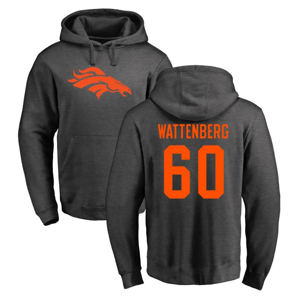 D.Broncos #60 Luke Wattenberg Player Ash One Color Pullover Hoodie Limited Ddoa Stitched Jerseys