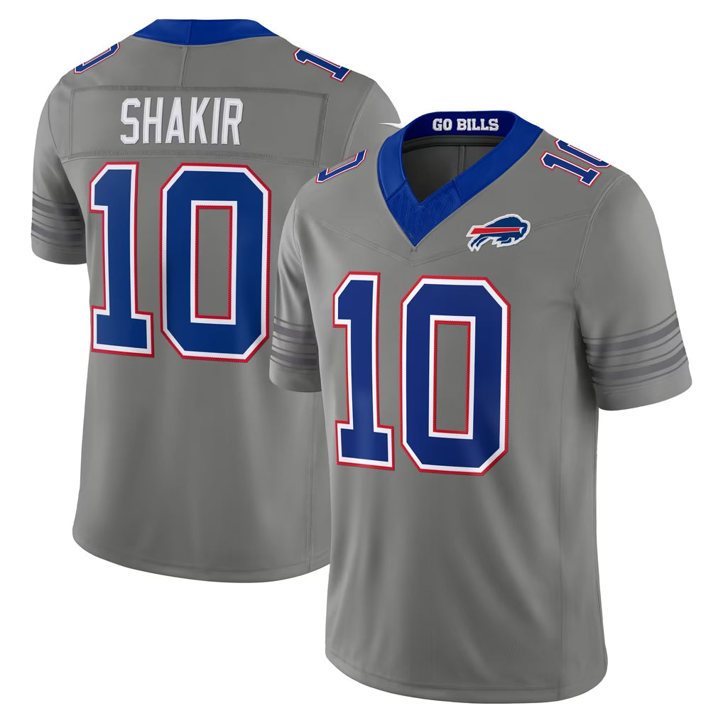 B.Bills #10 Khalil Shakir Player Gray Limited Nickel City Home Game Ddoa Stitched Jerseys