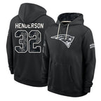 NE.Patriots #32 TreVeyon Henderson Player 2026 Black Logo Pullover Hoodies Limited Game Ddoa Stitched Jerseys