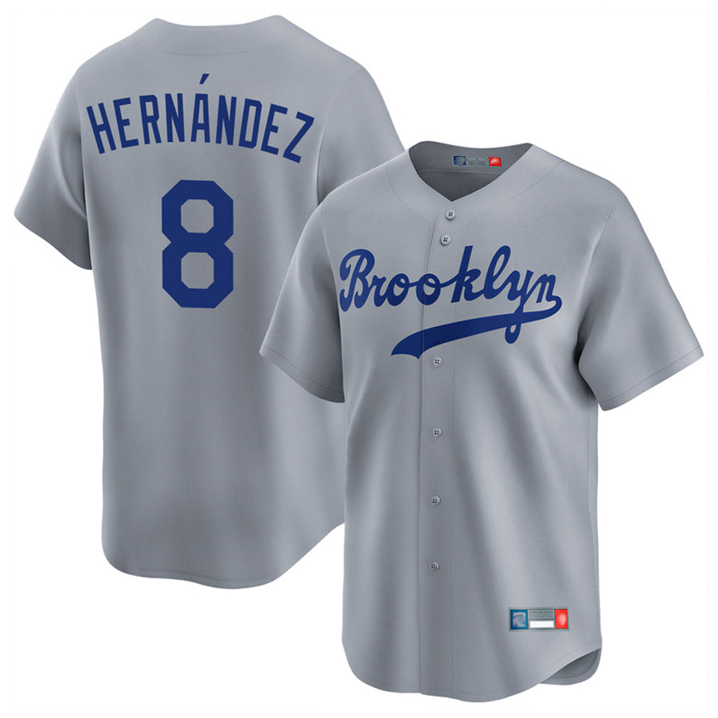 LA.Dodgers #8 Enrique Hern¨¢ndez Player Gray Game Limited Home Ddoa Stitched Jerseys