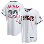 A.Diamondbacks #20 Luis Gonzalez Player White USA 250 Fourth of July Home Game Ddoa250Ys Stitched Jerseys