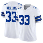 D.Cowboys #33 Javonte Williams Player White Limited Vapor F.U.S.E. Home Game Ddoa Stitched Jerseys