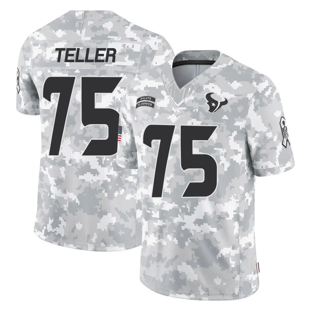 H.Texans #75 Wyatt Teller Player Arctic Camo Salute To Service Limited Game Ddoa Stitched Jerseys