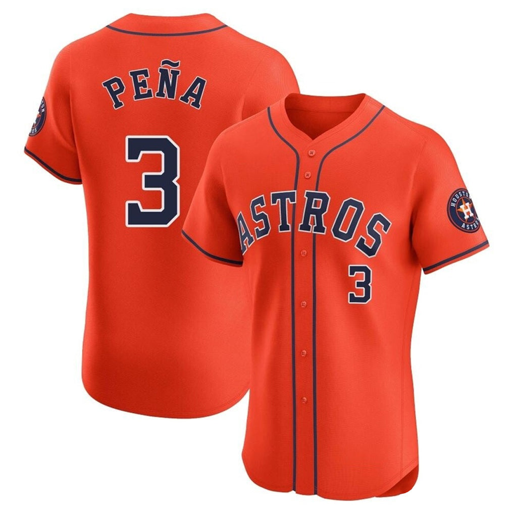 H.Astros #3 Jeremy Pe?a Player Orange Home Limited Elite Ddoa Stitched Jerseys