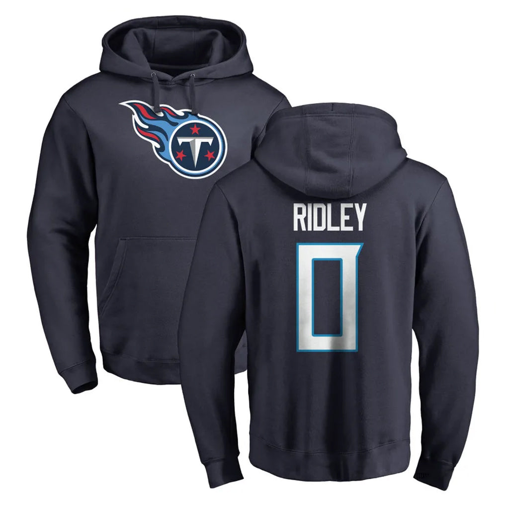 T.Titans #0 Calvin Ridley Player Navy Logo Pullover Hoodies Home Game Ddoa Stitched Jerseys