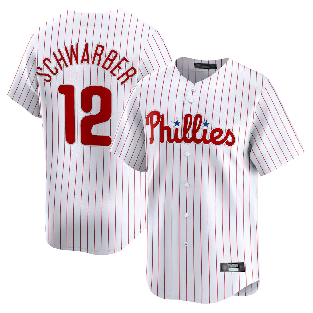 P.Phillies #12 Kyle Schwarber Player White Home Limited Ddoa Stitched Jerseys