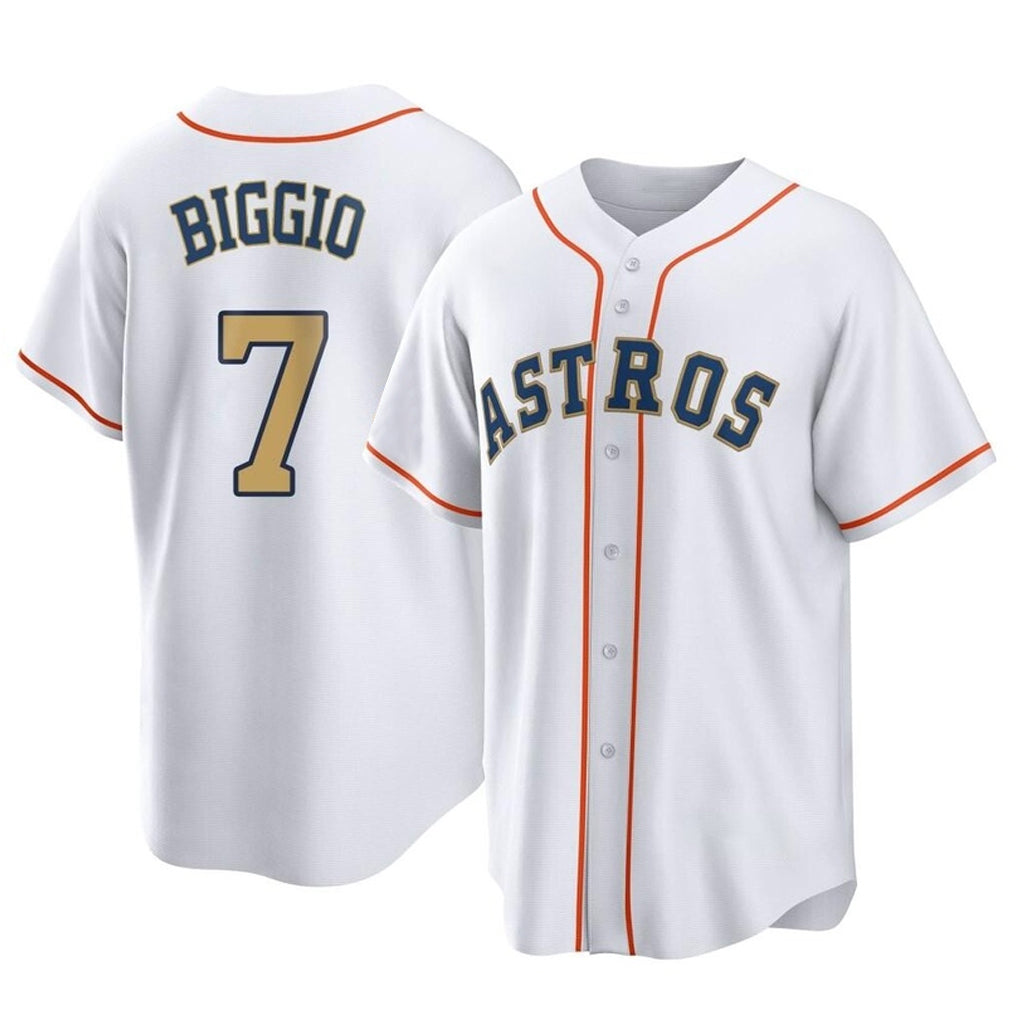H.Astros #7 Craig Biggio Player Gold Collection Game Home Ddoa Stitched Jerseys