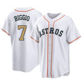 H.Astros #7 Craig Biggio Player Gold Collection Game Home Ddoa Stitched Jerseys