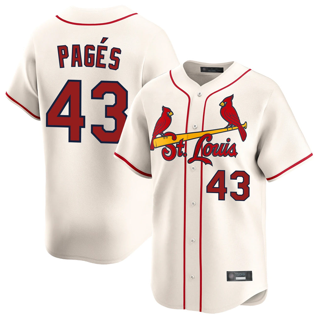 St. Louis Cardinals #43 Pedro Pages Player Cream Home Limited Ddoa Stitched Jerseys