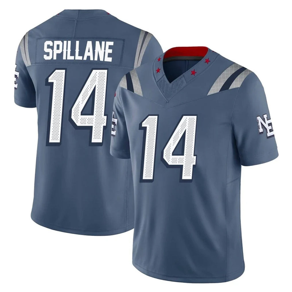NE.Patriots #14 Robert Spillane Player Blue Limited Rivalries Collection Home Game Ddoa Stitched Jerseys