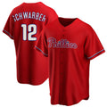 P.Phillies #12 Kyle Schwarber Player Red Home Game Ddoa Stitched Jerseys