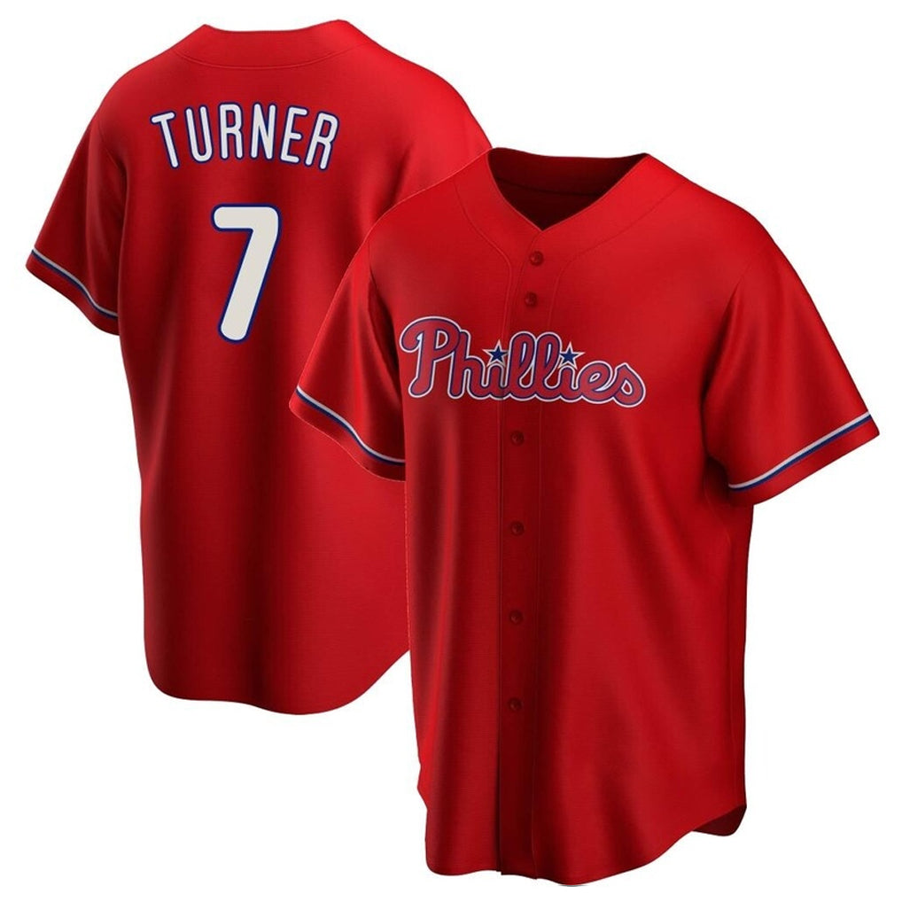 P.Phillies #7 Trea Turner Player Red Home Game Ddoa Stitched Jerseys