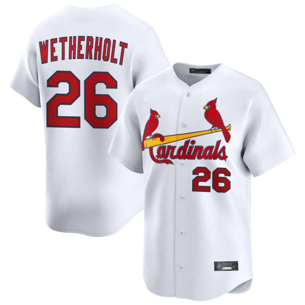 St. Louis Cardinals #26 JJ Wetherholt Player White Home Limited Ddoa Stitched Jerseys
