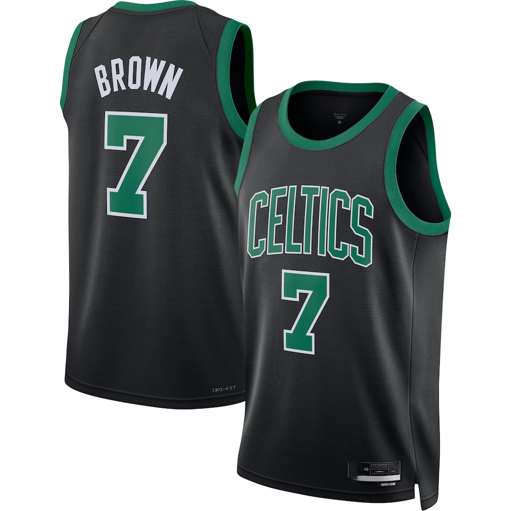 Ddoa B.Celtics #7 Jaylen Brown Black Swingman Jerseys - Statement Edition