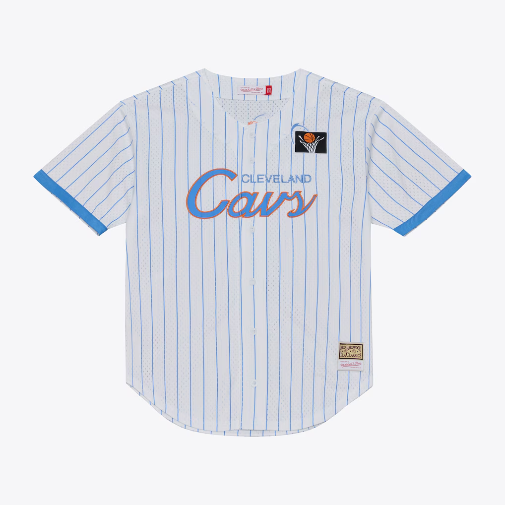 Ddoa C.Cavaliers Mitchell & Ness White Head Coach Pinstripe Mesh Full-Button Baseball Jerseys