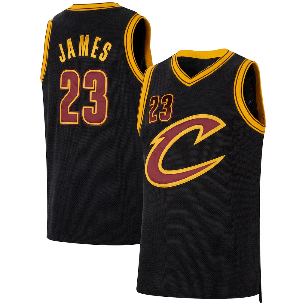 Ddoa C.Cavaliers #23 LeBron James Black Forever King Authentic Jerseys