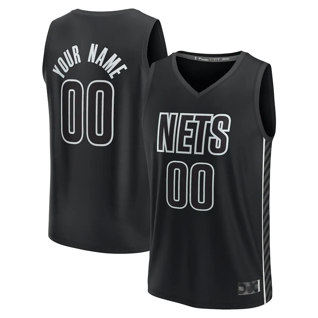 Ddoa Custom B.Nets Fanatics Black Fast Break Stitched Jerseys- Statement Edition