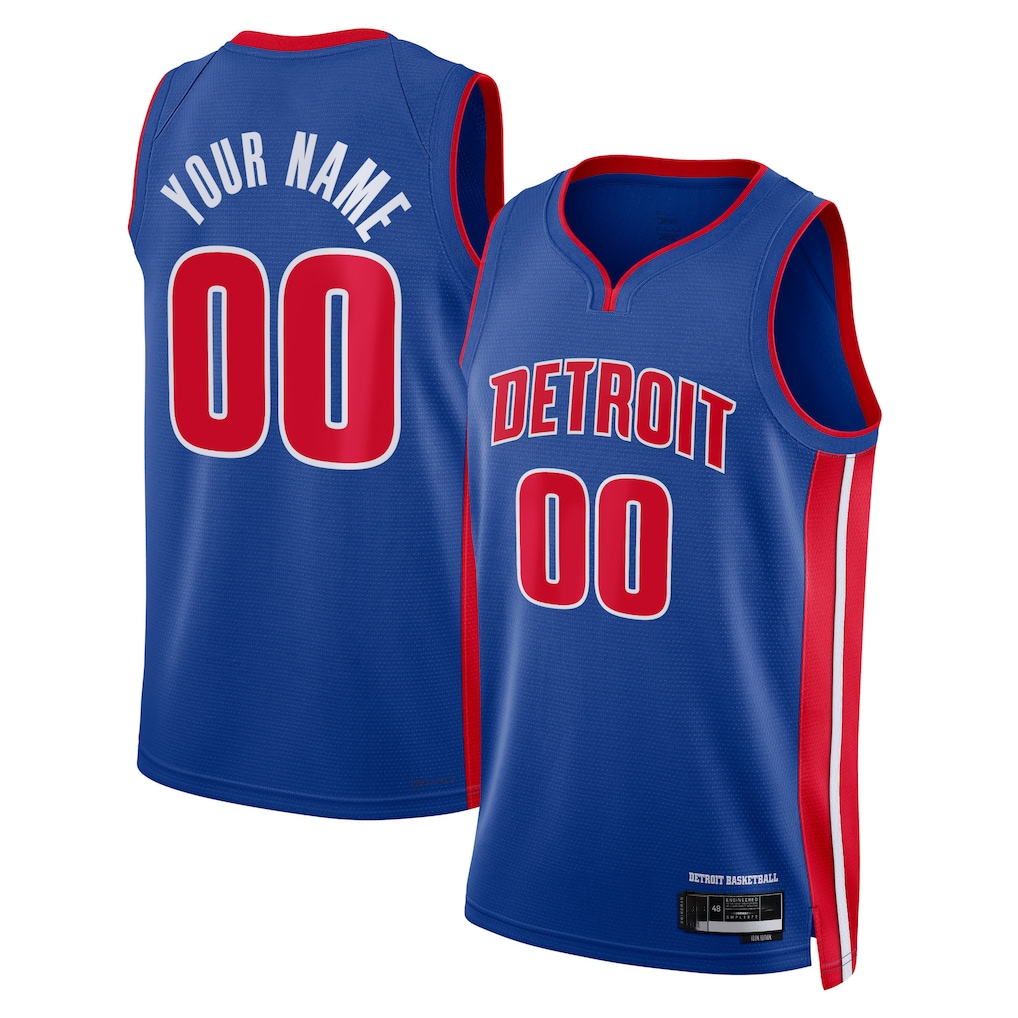 Ddoa Custom D.Pistons Blue Swingman Jerseys - Icon Edition