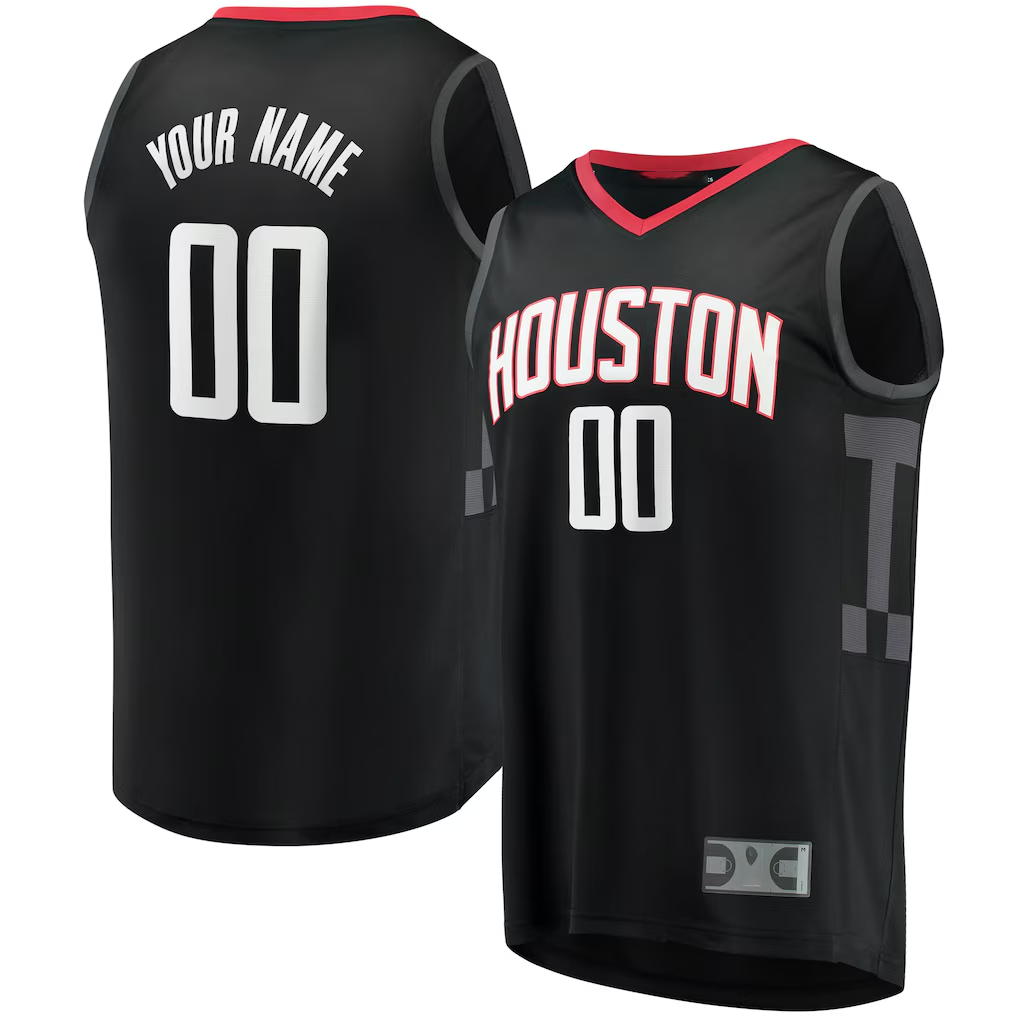 Ddoa Custom H.Rockets Black Fast Break Replica Stitched Jerseys-Statement Edition