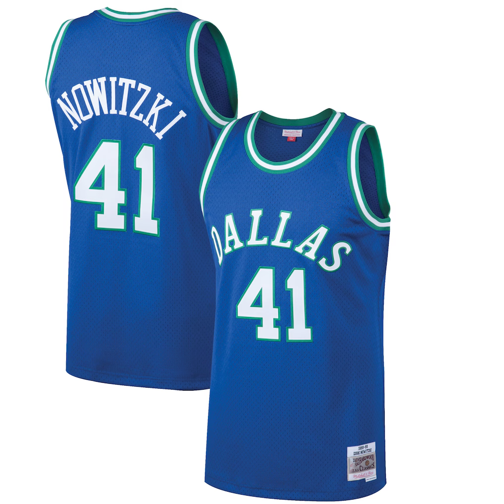 Ddoa D.Mavericks #41 Dirk Nowitzki Mitchell & Ness Blue 199899 Hardwood Classics Swingman Jerseys