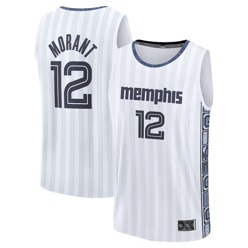 Ddoa M.Grizzlies #12 Ja Morant White 2025-2026 City Edition Fast Break Stitched Jerseys