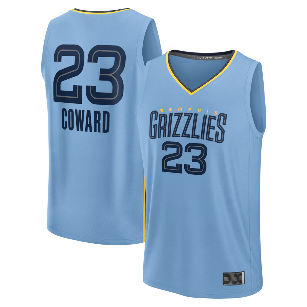 Ddoa M.Grizzlies #23 Cedric Coward Light Blue Fast Break Replica Player Stitched Jerseys- Statement Edition