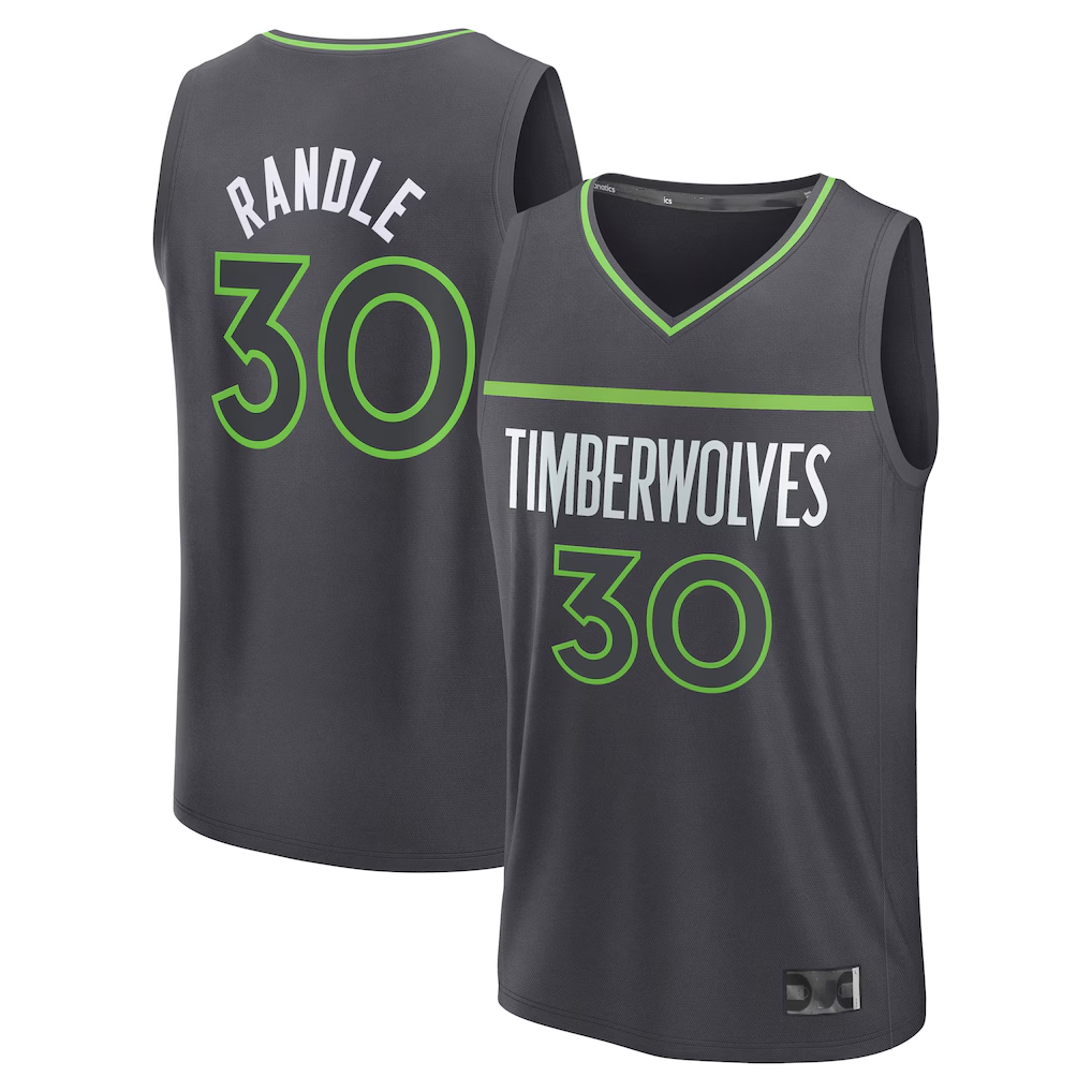 Ddoa M.Timberwolves #30 Julius Randle Charcoal Fast Break Replica Player Stitched Jerseys - Statement Edition