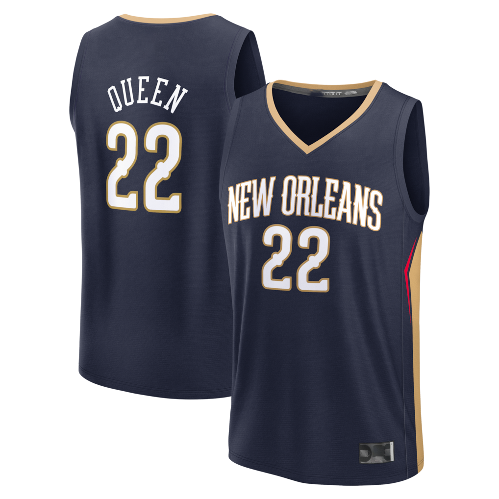 Ddoa NO.Pelicans #22 Derik Queen Navy Fast Break Replica Stitched Jerseys- Icon Edition