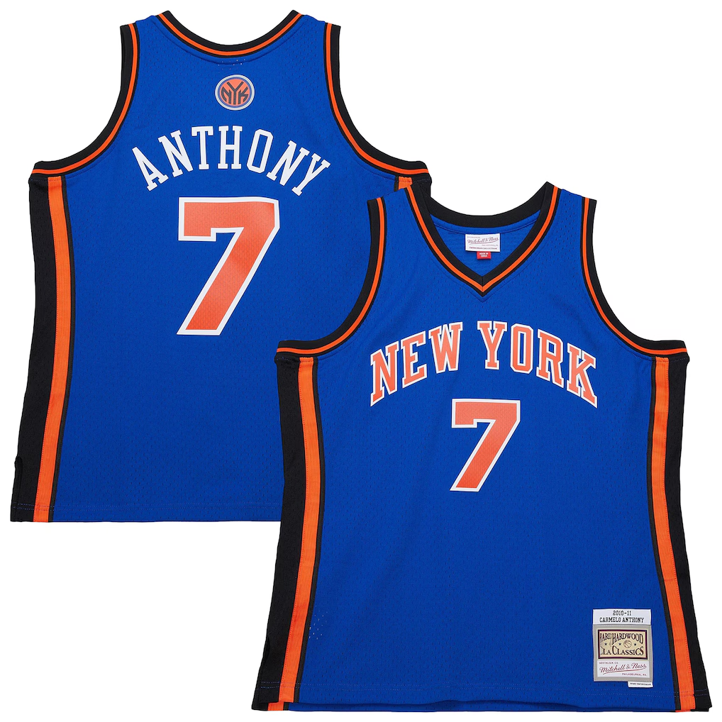 Ddoa NY.Knicks #7 Carmelo Anthony Mitchell & Ness Blue 201011 Swingman Jerseys