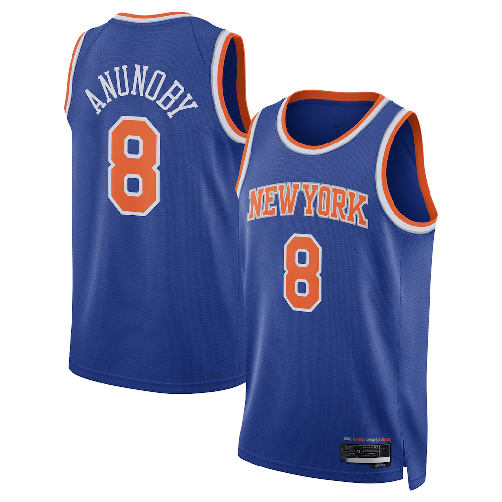Ddoa NY.Knicks #8 OG Anunoby Blue Swingman Jerseys - Icon Edition