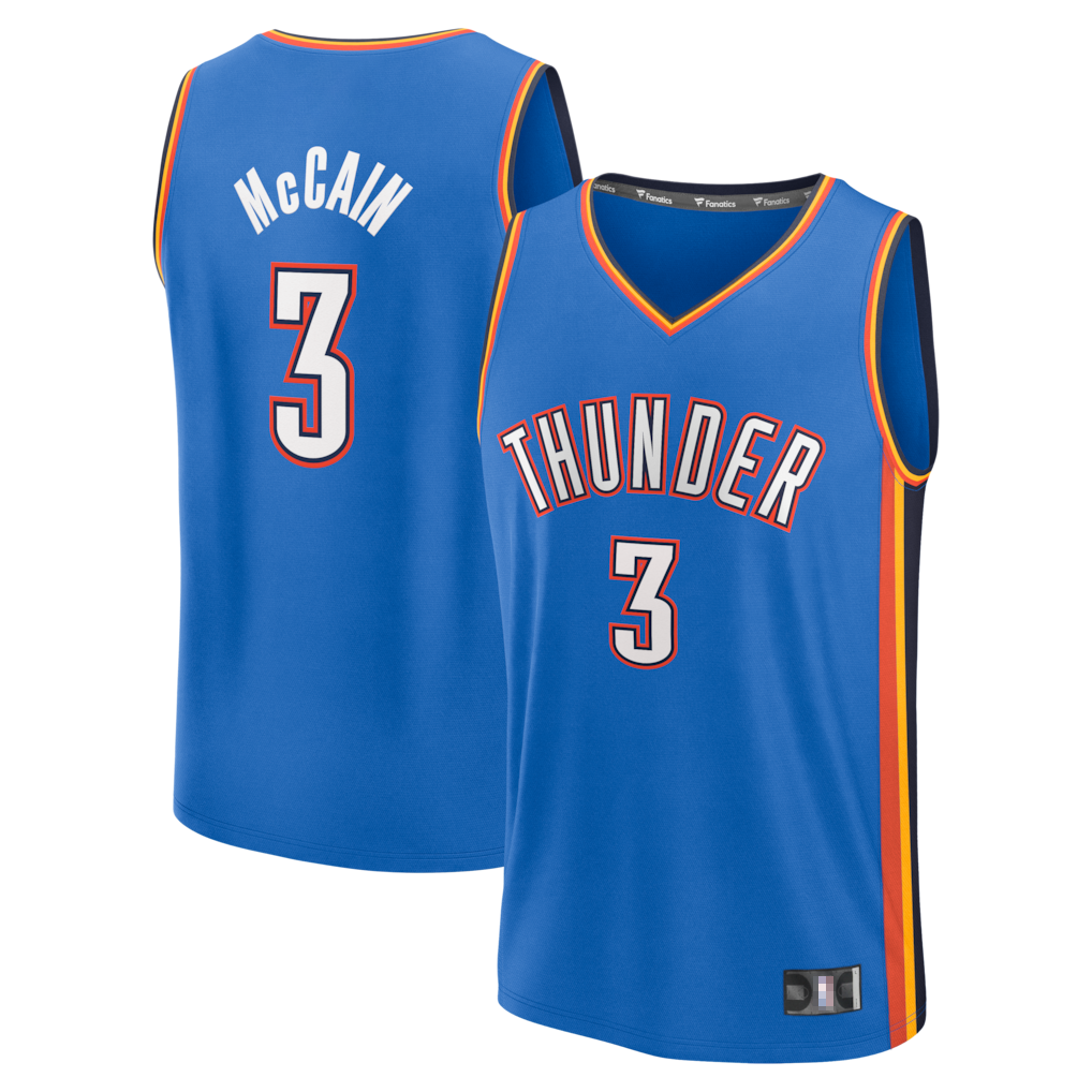 Ddoa OC.Thunder #3 Jared McCain Blue Fast Break Replica Stitched Jerseys - Icon Edition