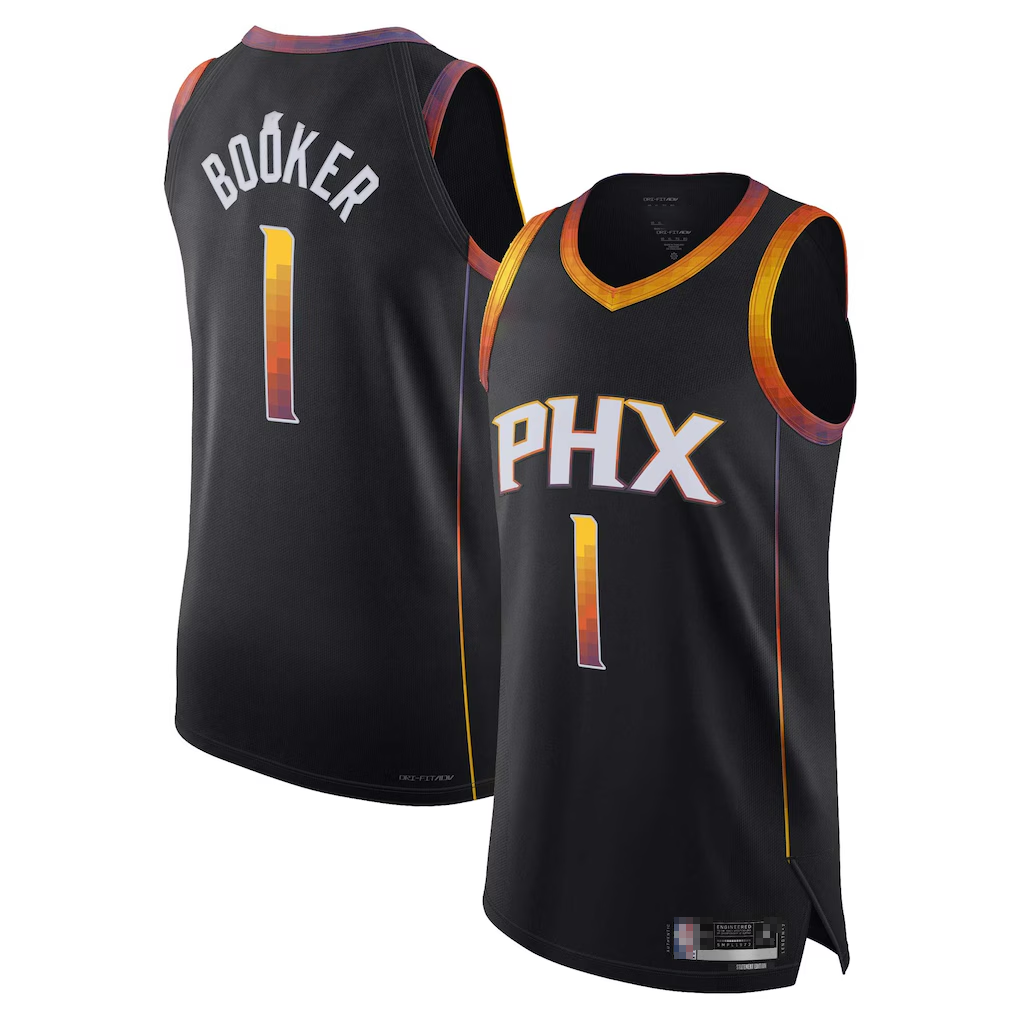 Ddoa P.Suns #1 Devin Booker Black Authentic Player Jerseys - Statement Edition