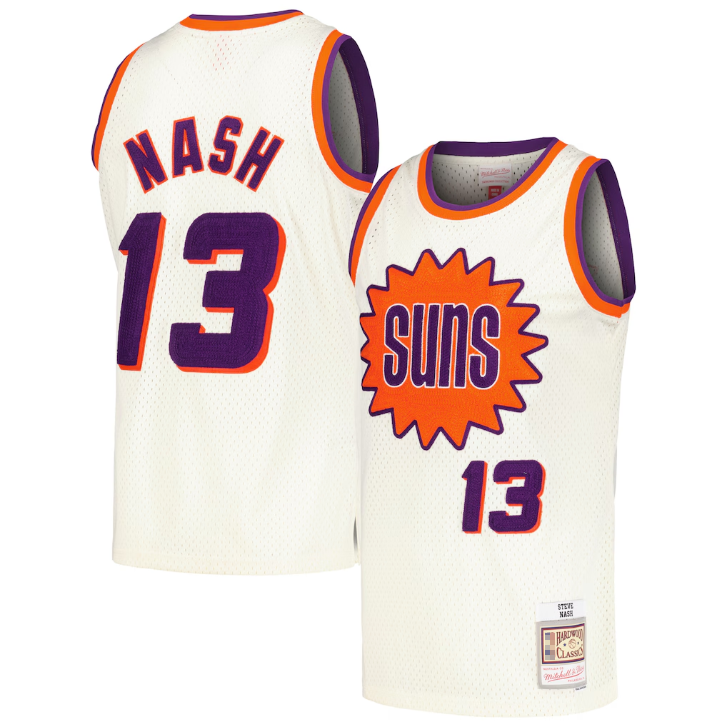 Ddoa P.Sunss #13 Steve Nash Mitchell & Ness Cream Chainstitch Swingman Jerseys