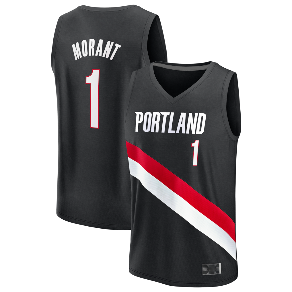 Ddoa PT.Blazers #1 Ja Morant Fanatics Black Fast Break Jerseys - Icon Edition