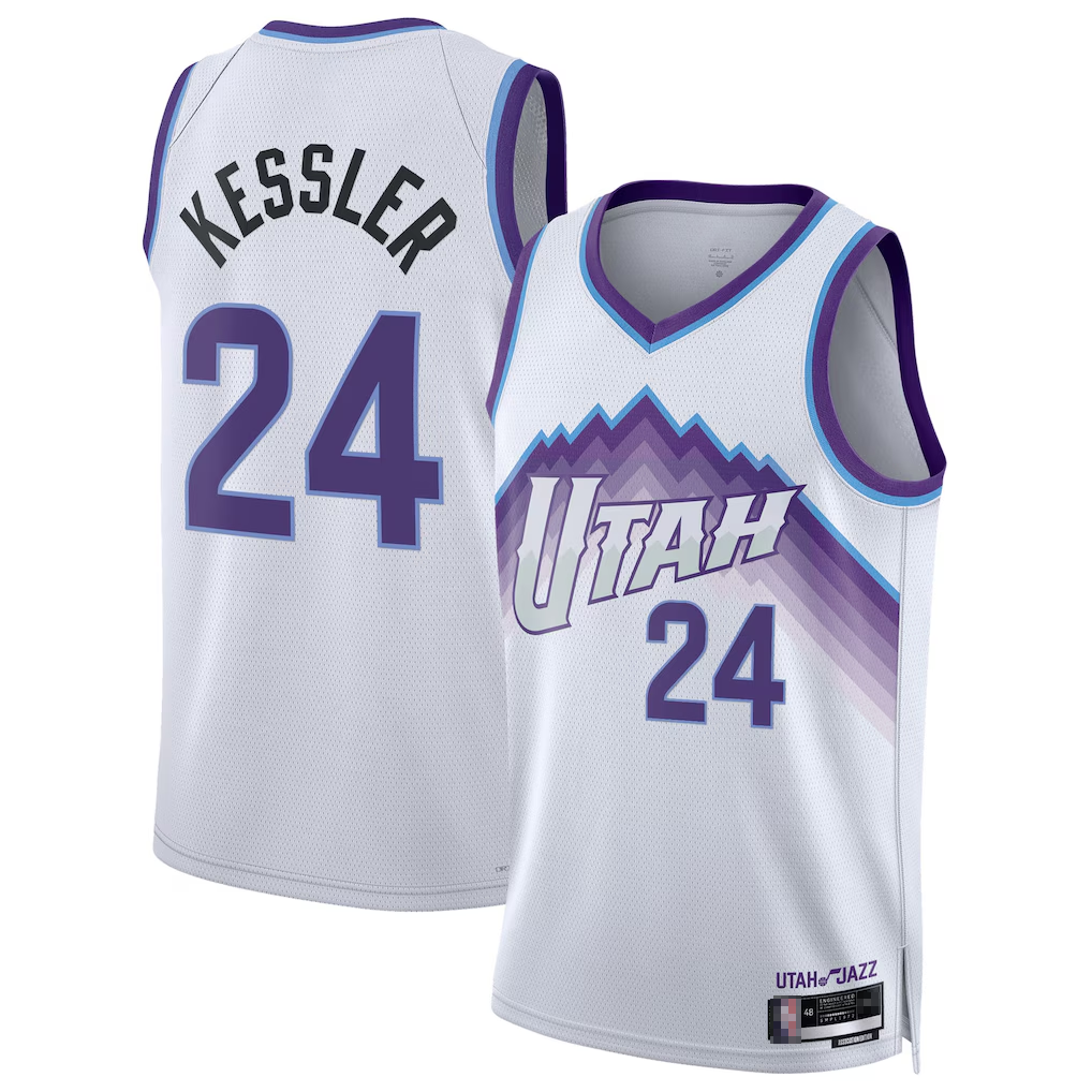 Ddoa U.Jazz #24 Walker Kessler White Swingman Jerseys - Association Editio