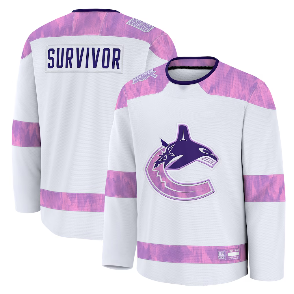 Ddoa V.Canucks White Hockey Fights Cancer Survivor Practice Jerseys