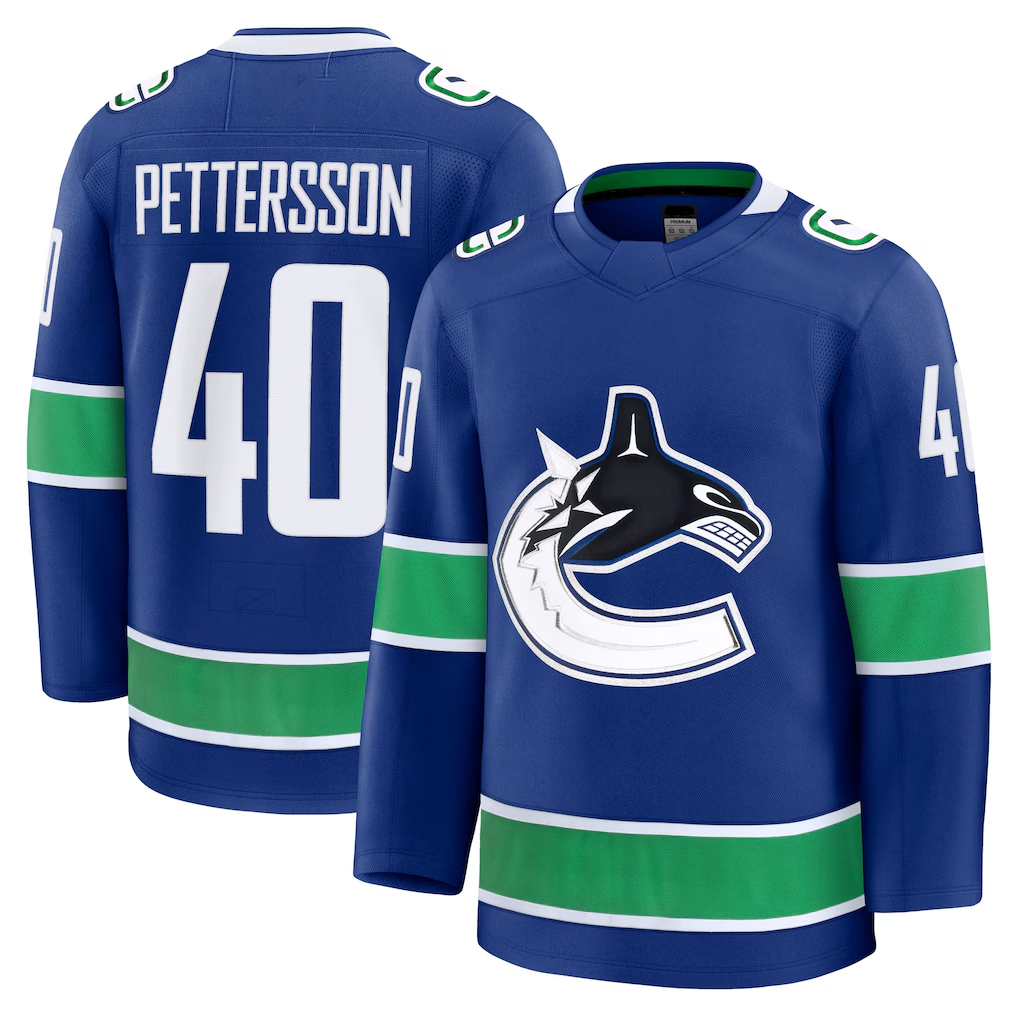 Ddoa V.Canucks #40 Elias Pettersson Blue Home Premium Jerseys