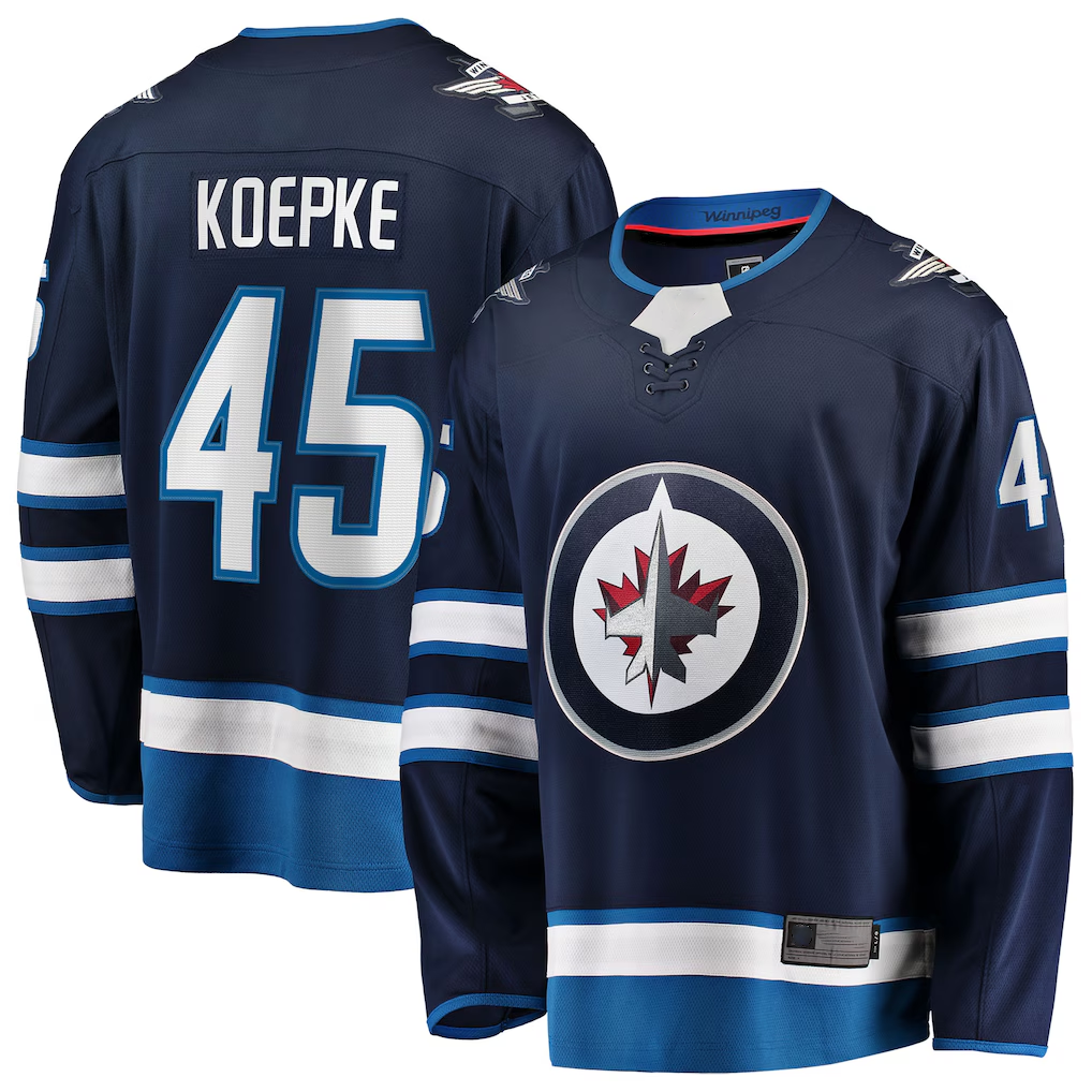 Ddoa W.Jets #45 Cole Koepke Navy Home Breakaway Jerseys